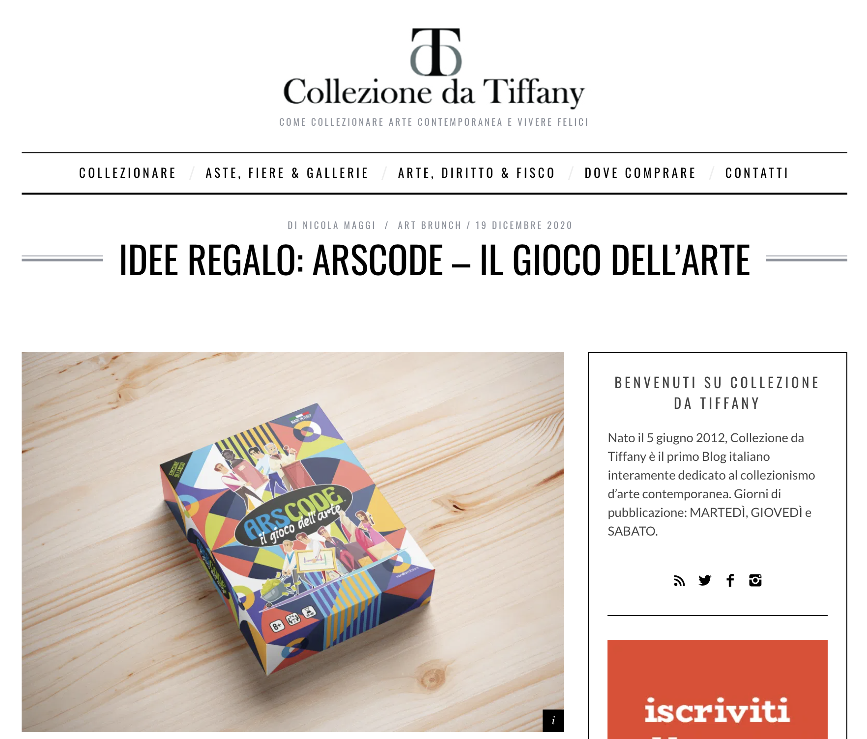 IDEE REGALO: ARSCODE – IL GIOCO DELL’ARTE | Colazione da Tiffany