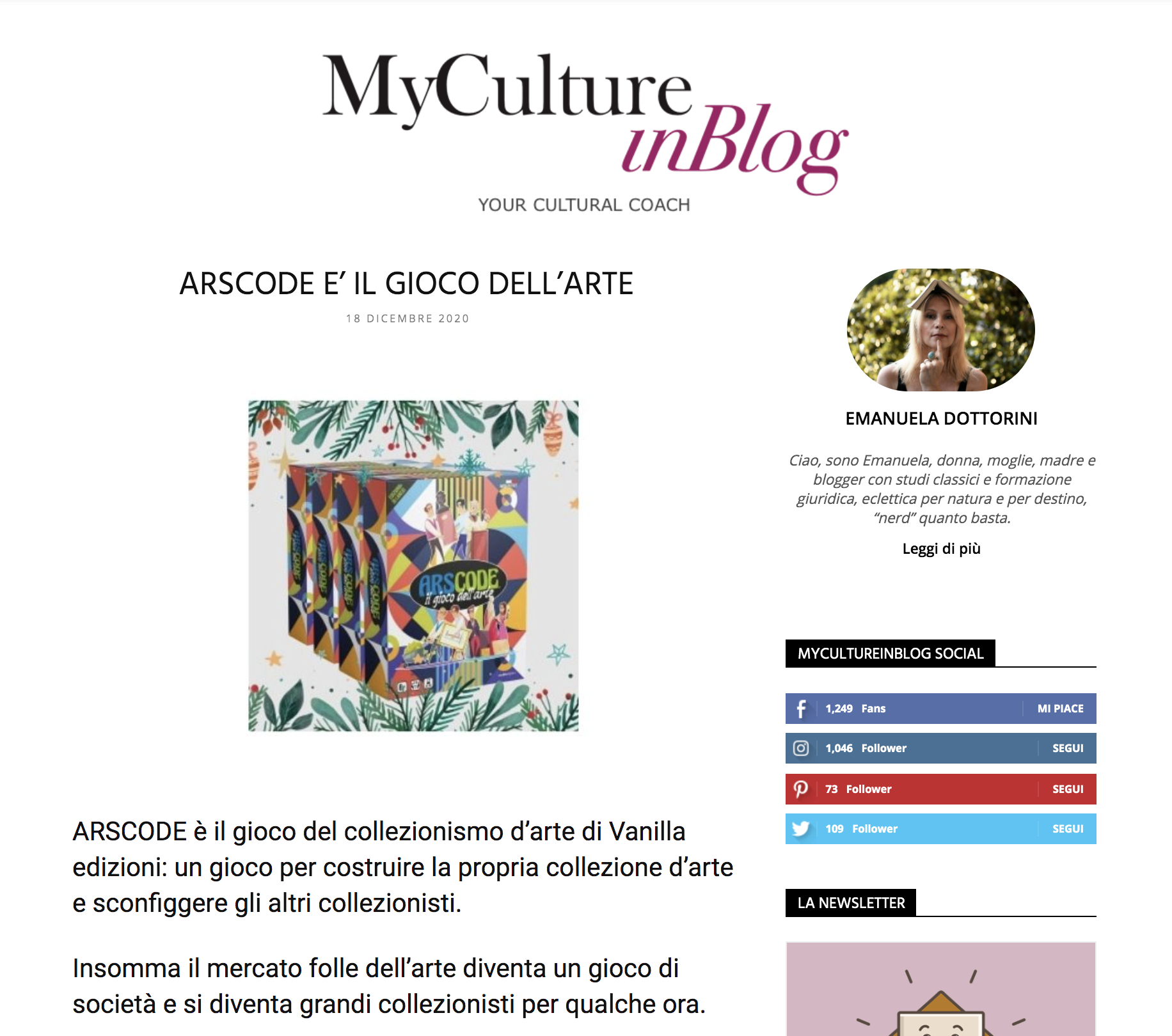 ARSCODE È IL GIOCO DELL’ARTE | My Culture in Blog